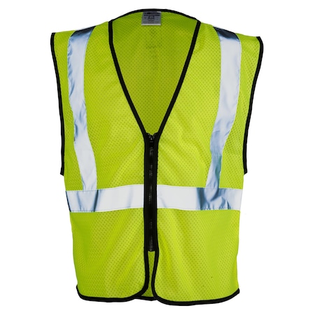 Kishigo S-M, Lime, Class 2, Zipper Mesh Vest- Economy 1547-S-M